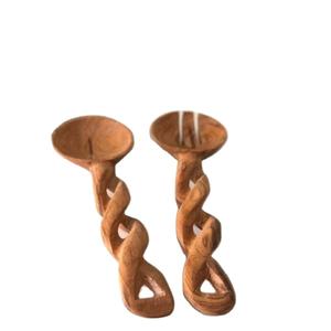Nouvelle arrivée 2024 Designer poignée torsadée de haute qualité écologique bois bambou acacia serveur de salade maison et cuisine fabriqué en inde - Product Image 1