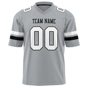 Maillot de football américain personnalisable pour homme, gris, en mesh, col en V, manches courtes, sublimé, anti-humidité, nom de l'équipe 00 - Product Image 1