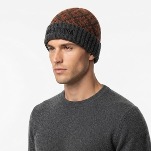 Gorro de Punto Personalizado con Patrón Marrón y Gris, Gorro de Invierno Cálido con Borde, Venta al Por Mayor - Product Image 4