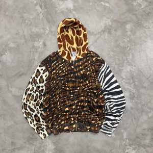Sudadera con capucha personalizada al por mayor con estampado animal para hombre, gráfico salvaje, extragrande, de peso pesado, estilo urbano, con efecto desgastado - Product Image 1