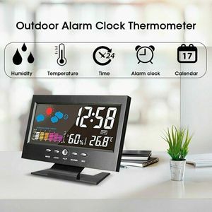 Sveglia digitale LED con calendario Snooze termometro igrometro & Weather Display Audio e kit di moduli di controllo vocale - Product Image 5