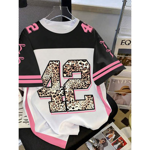 Maillot de sport oversize à col en V, haut streetwear d'été à manches courtes, coupe ample, faible MOQ, OEM ODM, vente en gros - Product Image 1