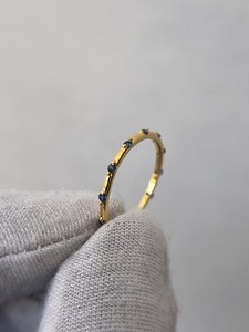 แหวนไพลินสีน้ำเงินทันสมัย เงินแท้ 925 ชุบทอง 14K ทรงกลม แหวนหมั้นและแต่งงาน - Product Image 2