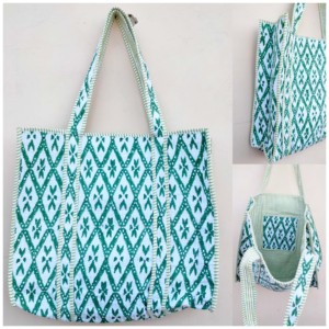 Bolso Tote de Algodón Indio Hecho a Mano con Estampado Floral de Alta Calidad, Estilo Bohemio, para Compras - Product Image 3