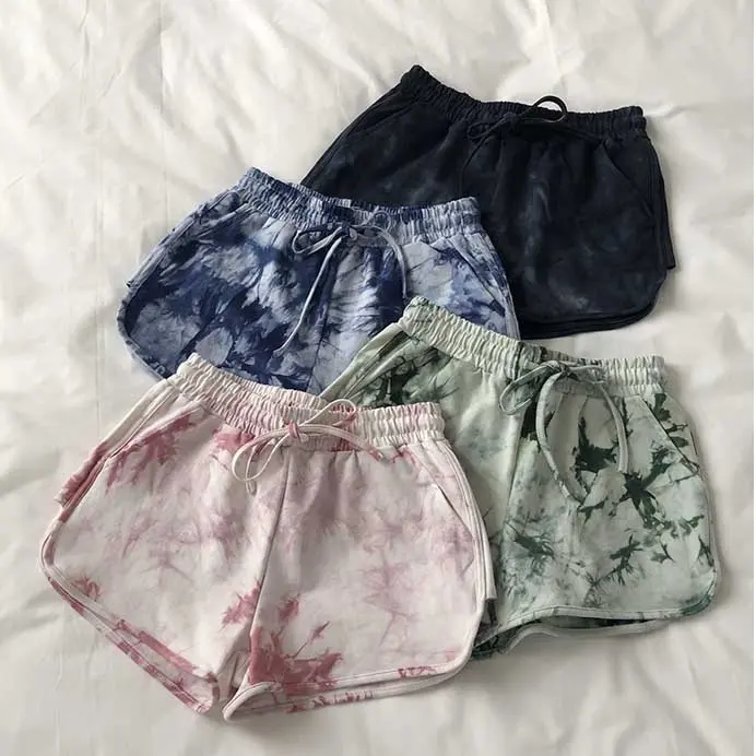 Sports Shorts Summer 2022 Beach Shorts Elastic Drawstring Tie & dye Women Shorts for Girls Lady Casual Slim Hot Short Pants