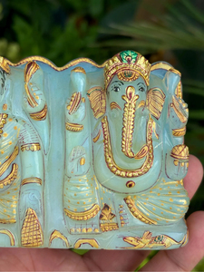 Estatua de Lakshmi Ganesha Tallada a Mano en Opalita |   Ídolo del Dios Hindú |   Decoración de Templo para el Hogar con Cristales |   Regalo Espiritual - Product Image 3
