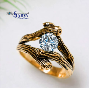 Moissanite Forest Branch <b>Ring</b> 925 Sterling <b>Silver</b> Bohemian Wedding <b>Statement</b> Jewelry Handmade <b>Ring</b> for Women - Product Image 6
