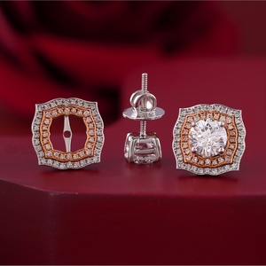 ต่างหูเพชรทรงกลมสองวง 2.57 กะรัต ทอง 14K สองสี เพชรเลี้ยงในห้องปฏิบัติการ - Product Image 4