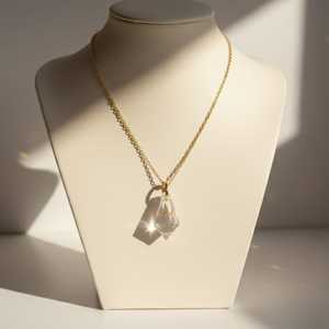 Natural Crystal Dainty Bohemia <b>Pendant</b> Necklace Gold Plated Customizable Finish 24mm Wholesale April <b>Birthstone</b> Jewelry Gift - Product Image 2