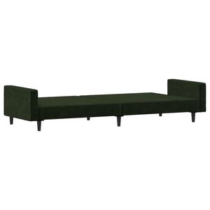 Canapé-lit en velours vert foncé avec structure en bois et plastique, meubles élégants et pratiques - Product Image 6