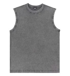 Wholesale Vintage T Shirt Tank <b>Top</b> Heavyweight 100% Cotton Oversized Casual Acid Wash Custom Unisex Sleeveless T Shirt - Product Image 6