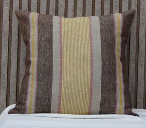 Funda de Cojín Decorativa de Lino 100% Puro, de Lujo, Cuadrada, con Múltiples Rayas, Orgánica y Ecológica, para Uso en el Hogar y Hoteles - Product Image 3