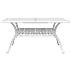Ensemble de salle à manger de jardin en aluminium blanc, 5 pièces, mobilier d'extérieur, style traditionnel, table et chaises de patio durables - Product Image 4