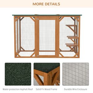 Gabbia per Animali Domestici XXL in Legno con Tetto in Asfalto e Piattaforme Multi-Livello - Ampia Porta d'Ingresso per Gatti da Interno - Product Image 5