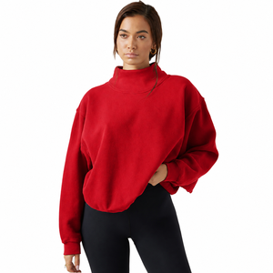 Suéter de Cuello Alto para Mujer, 100% Algodón Ecológico, con Puños Acanalados y Mangas Largas, Proveedor OEM ODM - Product Image 1
