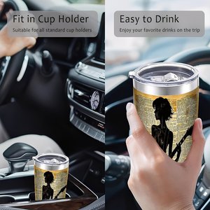 Vaso de acero inoxidable de 20 oz con doble pared aislada al vacío, con tapa y pajita, para bebidas frías y calientes. - Product Image 4