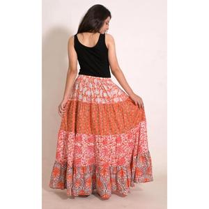 Indian Cotton Maxi <b>Skirt</b> Handmade Printed Bohemian <b>Long</b> Wrap <b>Skirt</b> Women's Vacation Beach Wear - Product Image 5