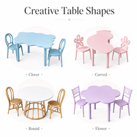 Ensemble table et chaises d'extérieur en plastique pour enfants, personnalisable, courbé, blanc, bleu, jaune, pour événements, fêtes, jardin, location