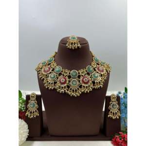 Niharika Heritage Gold Plated CZ <b>Bridal</b> <b>Necklace</b> & <b>Earring</b> <b>Set</b> for Women - Product Image 1