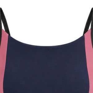 Top Deportivo Corto sin Mangas con Cuello Redondo para Mujer, Color Azul Marino y Rosa, Diseño de Bloques de Color, Ajustado, para Gimnasio, Entrenamiento, Fitness, Yoga - Product Image 4