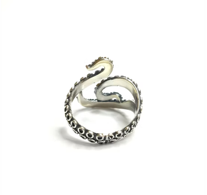 Oxidized Silver Octopus Tentacle Ring Unisex Open Band Animal Jewelry for Men and Women Daily Wear - Product Image 4