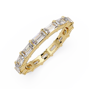 Anillo de Eternidad Completo con Diamantes al por Mayor, Corte Esmeralda, Cultivados en Laboratorio, 1.40 Quilates TW, Chapado en Rodio, Oro Sólido de 14K, Anillos de Boda Nupciales - Product Image 3