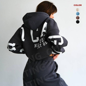 Ensemble de sweat-shirts à capuche unisexe Chicago New York, imprimé lettres marron, décontracté, coupe ample, longueur intégrale, pour toutes les saisons - Product Image 3