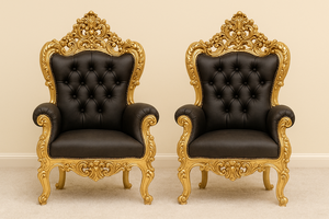 โซฟาแต่งงานแกะสลักลายหรูหรา คุณภาพสูง งานแกะสลักแบบราชวงศ์ เก้าอี้บัลลังก์ไม้สำหรับเจ้าสาวเจ้าบ่าว ผลิตในสหรัฐอเมริกา - Product Image 4