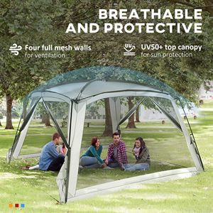 Tenda con Zanzariera 3,6x3,6m UV50+ 2 Porte Facile da Montare con Borsa per il Trasporto Bianca per Attività di Campeggio all'Aperto con Struttura a Due Camere - Product Image 6