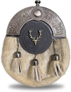THISTLE ROSE ENTERPRISES Sporran écossais en cuir noir avec cantle en métal antique et motif cerf écossais sur le devant, modèle TRE - Product Image 3