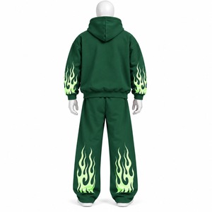 Chándal con logotipo bordado personalizado, corte holgado, estilo hip hop, conjunto de ropa urbana 100% algodón, OEM ODM, chándal para hombre - Product Image 3