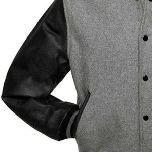 Chaqueta Universitaria de Manga Larga Estilo Urbano para Hombre con Frente de Cuero Genuino, Lana Transpirable y Logotipo Personalizado - para Verano e Invierno - Product Image 4