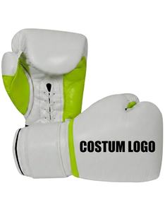 Gants de boxe professionnels en cuir véritable avec logo personnalisé, lacets, entraînement, évacuation de l'humidité, haute qualité - Product Image 1