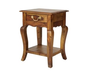 Wholesale Solid Sheesham Wood Bedside <b>Table</b> with Drawer | Vintage Curved Leg Wooden <b>side</b> <b>table</b> | End <b>Table</b> with <b>Storage</b> Shelf - Product Image 4