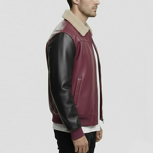 Removable Winter <b>Jacket</b> Men Vintage Bomber <b>Jacket</b> <b>Brown</b> Mens 100% Polyester with Turn-down Collar Premium Soft <b>Leather</b> - Product Image 3