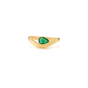 Anillo de Oro Amarillo de 18K con Esmeralda en Forma de Pera, Colección Fina Hecha a Mano, Joyería de Moda, Proveedor de Joyas de Tendencia, Piedra de Nacimiento de Mayo - Product Image 1