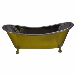 Bañera de latón premium con patas de gato, interior niquelado, hecha a mano, para interiores de baños modernos y lujosos - Product Image 1