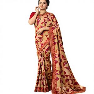 Sari Tradicional Indio de Diseñador para Mujer, Blusa Bollywood con Borde Grueso, Estampado Digital Pakistaní, Georgette de Alta Calidad para Fiesta - Product Image 1