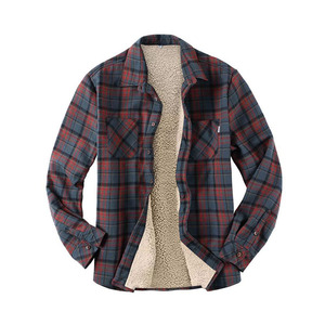 Mens Plaid <b>Flannel</b> Shirts Thick <b>Jacket</b> Quilted Lined Long Sleeve Winter Shirt Cotton Coat Shirts With Pockets - Product Image 3