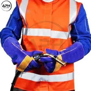 Guantes de Soldador de Cuero Personalizados con Puño Extendido, Guantes de Trabajo Resistentes Hechos a Mano con Parche en la Palma y Costuras Duraderas - Product Image 3