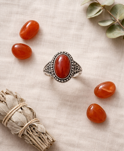 Carnelian 925 Sterling Silver Bezel Setting Rhodium <b>Ring</b> Handcrafted Natural Stone Boho Spiritual <b>Women</b> Jewelry - Product Image 3