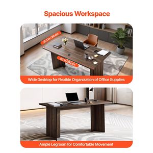 Scrivania Direzionale Moderna Rettangolare Grande 63 Pollici, Tavolo da Ufficio in Legno Resistente con Foro per Cavi, Capacità 250 LB - Product Image 4