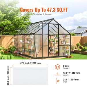Set di 6 Pannelli in Policarbonato per Serra 2FT X 4FT X 0.16FT, Lastre Ondulate per Tetto Protette dai Raggi UV, Impermeabili - Product Image 6