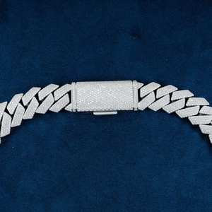 สร้อยคอคิวบาลิงค์ประดับเพชรโมอิสซาไนต์ทรงบาแกตต์สุดหรู เงินแท้ 925 ชุบทองคำขาว เครื่องประดับฮิปฮอป - Product Image 2