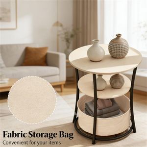 Natural Wood Round Edge <b>Sofa</b> <b>Table</b> with Storage Rack Elegant Coffee <b>Table</b> - Product Image 3