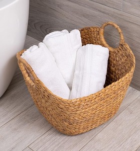 Panier multi-usages en jacinthe d'eau tissée à la main en gros pour table, cuisine, café, décoration intérieure, artisanat naturel rustique - Product Image 1