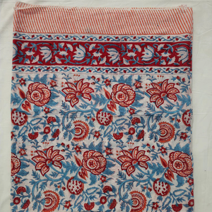Pareo de algodón con estampado a mano, rojo y azul floral, ligero, estilo bohemio, para la playa, para mujer - Product Image 5