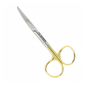 German Stainless Steel 4.5 Inch (11.43cm) Iris Surgical Scissors Straight and Curved with Gold Titanium Handle TC <b>Tungsten</b> - Product Image 1
