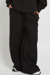 <b>Women</b> Black Wide Leg Sweatpants High Waist Drawstring Casual Loose Fit <b>Lounge</b> <b>Trousers</b> Straight Leg Jogger Pants Wholsale Outfit - Product Image 3