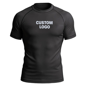 Ropa de Lucha de Buena Calidad, Camiseta Deportiva Negra Ecológica de Secado Rápido con Spandex/Poliéster 180g, Servicio OEM - Product Image 1